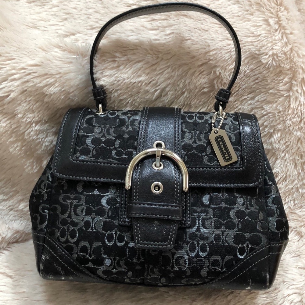 Coach 3598 Small Black Lurex Top Handel Purse Bag